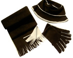 Fleece hats, gloves, scarf