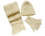 Knitted scarf, glove, hat