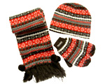 Knitted hat, scarf, glove